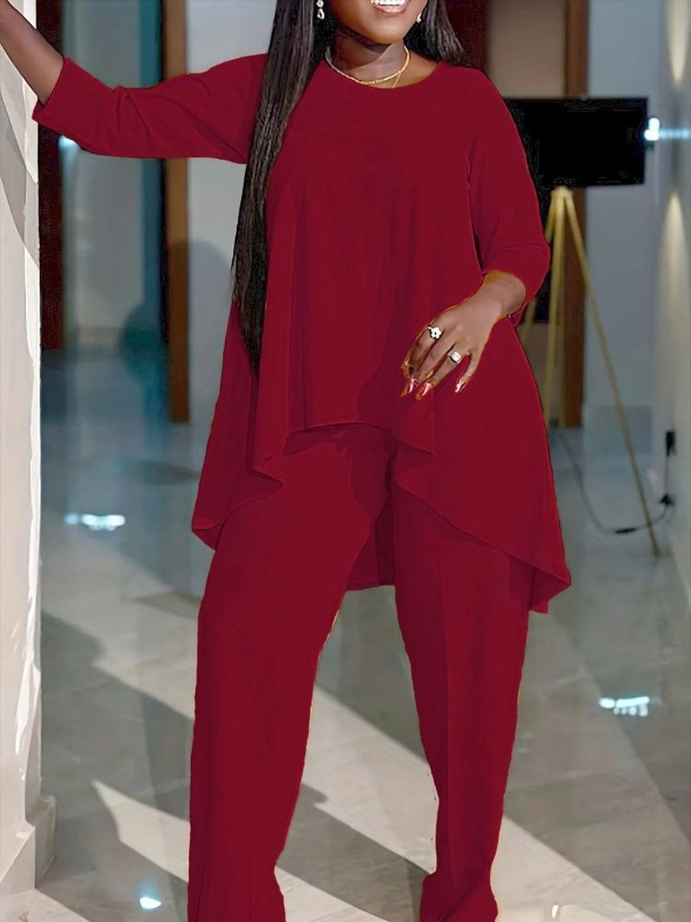 Long Sleeved Two Piece Loose Fit Outfit - Image 12