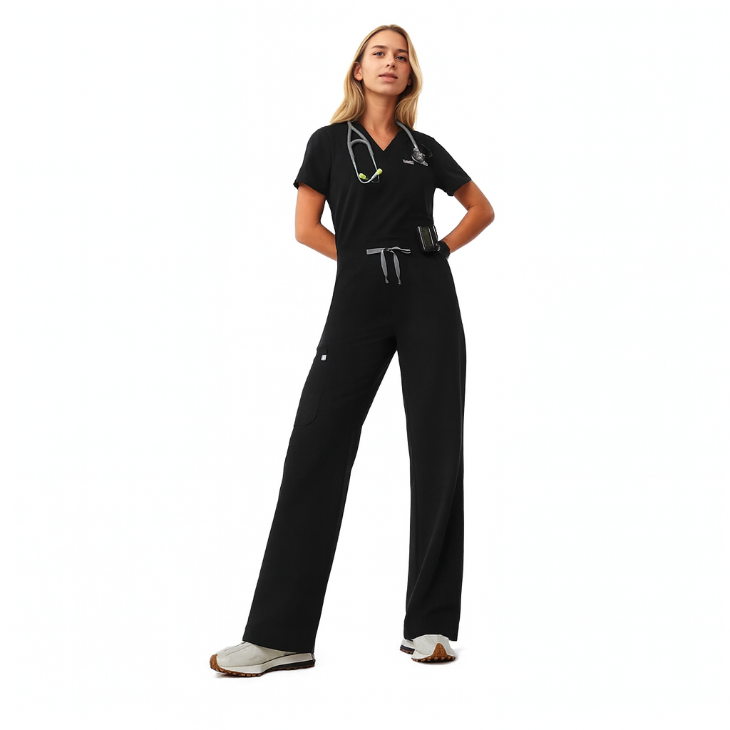 Women Professional Scrub Set with Cargo Pants and One Pocket Top - Image 1