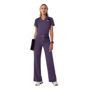 Women Professional Scrub Set with Cargo Pants and One Pocket Top - Image 10