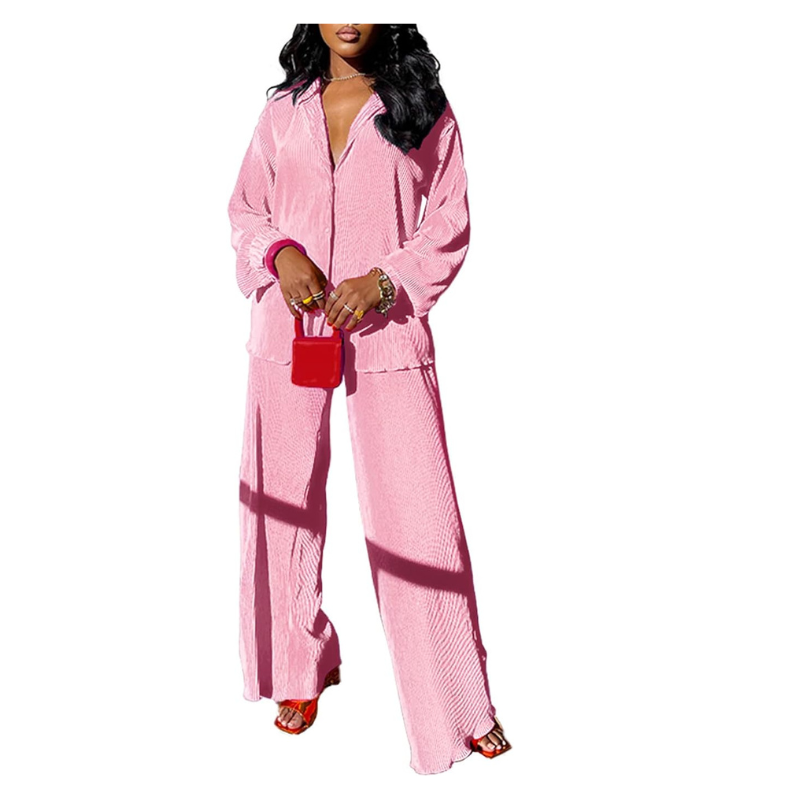 Flare Pleated Wide Leg Pants Co-Ord Sets - Image 9