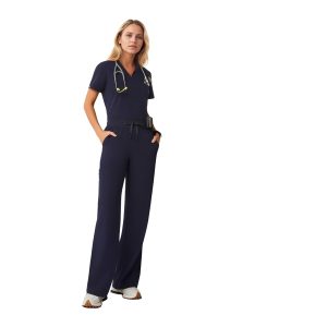 Women Professional Scrub Set with Cargo Pants and One Pocket Top - Image 6