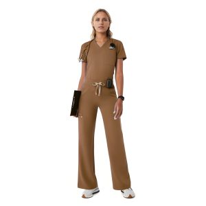 Women Professional Scrub Set with Cargo Pants and One Pocket Top - Image 11