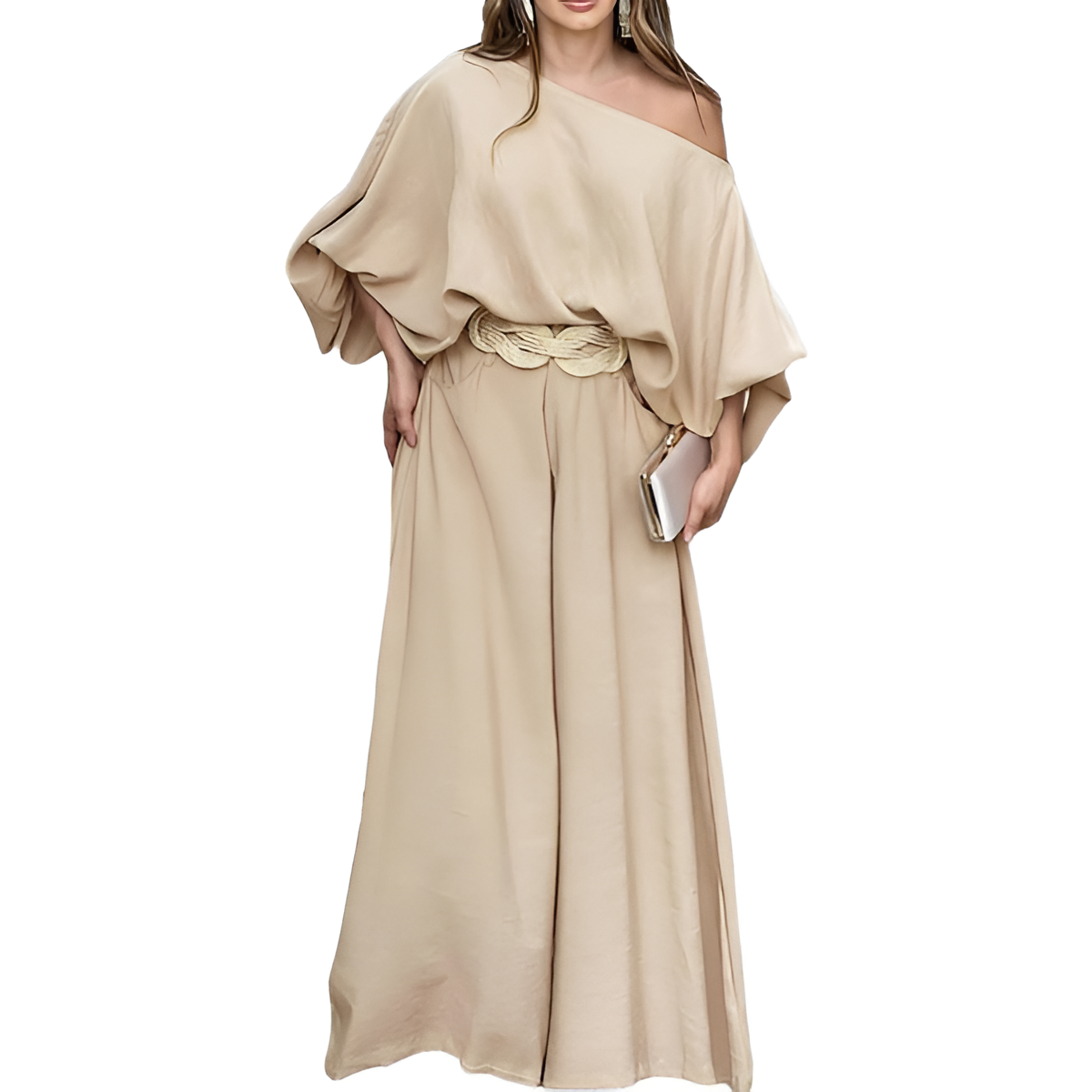 Two Piece Set With Flowy Pants And Lantern Sleeve Top For Women - Image 29