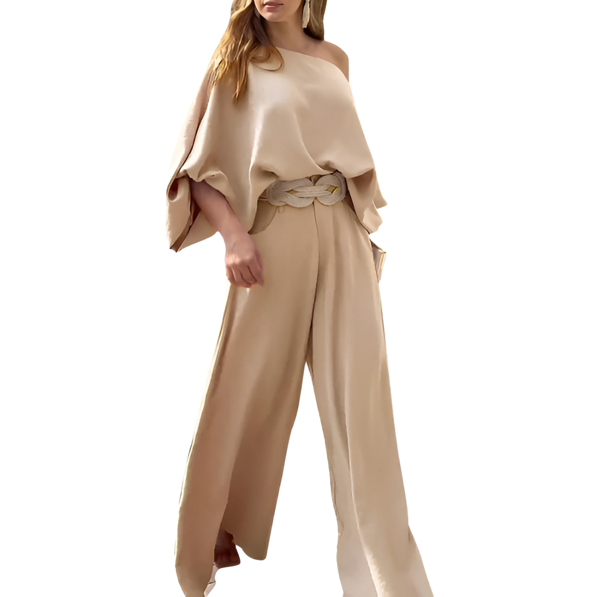 Two Piece Set With Flowy Pants And Lantern Sleeve Top For Women - Image 30