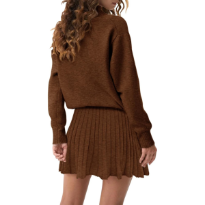 Two Piece Knit Sweater With Mini Skirt Set For Women - Image 17