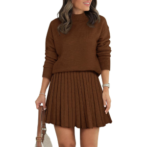 Two Piece Knit Sweater With Mini Skirt Set For Women - Image 14