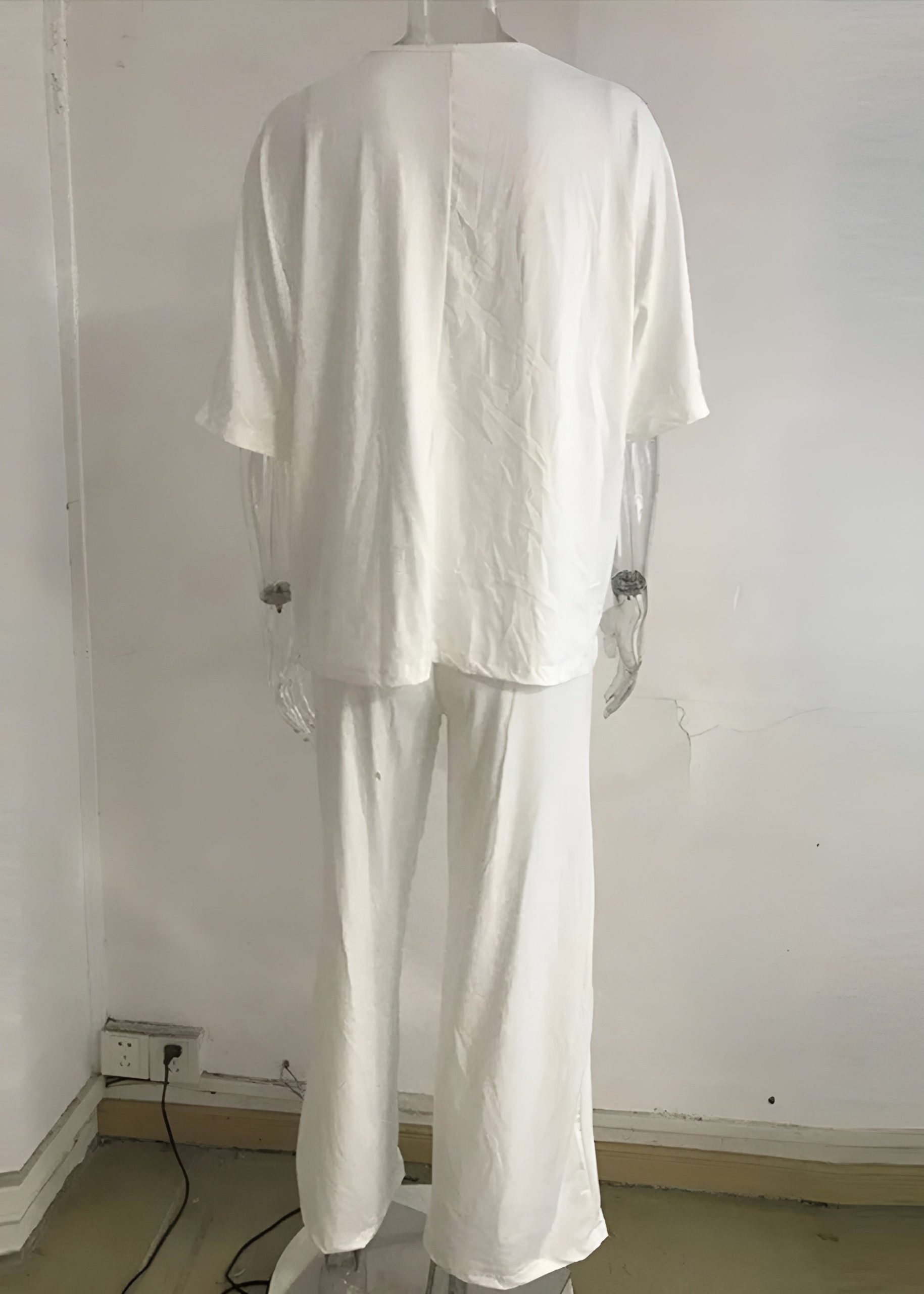 Fashionable Short Sleeve T Shirt And Straight Pant Set - Image 3