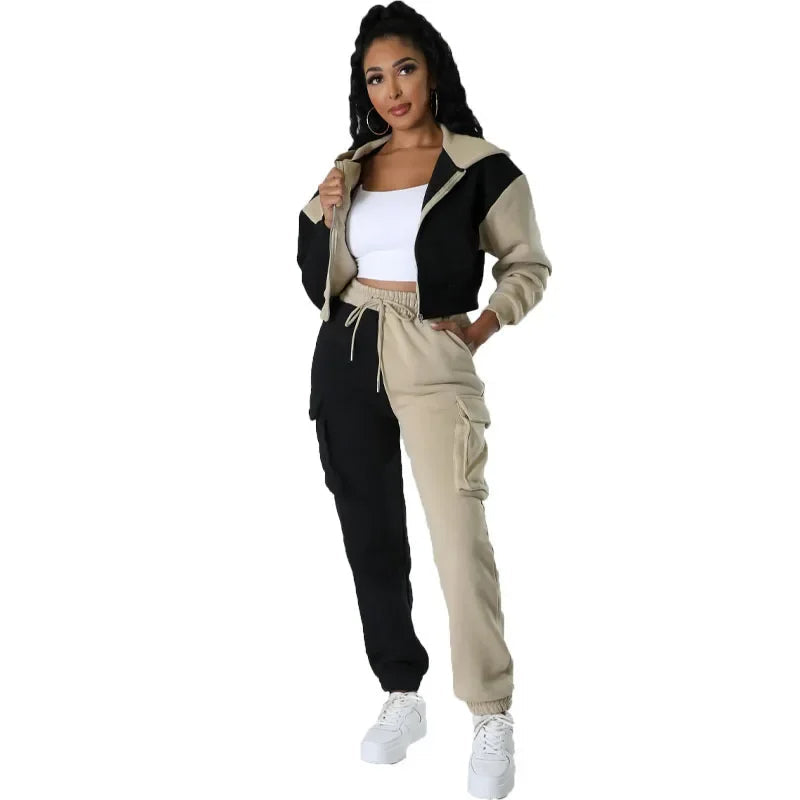 Two Tone Hooded Tracksuit Set - Image 1