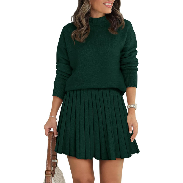 Two Piece Knit Sweater With Mini Skirt Set For Women