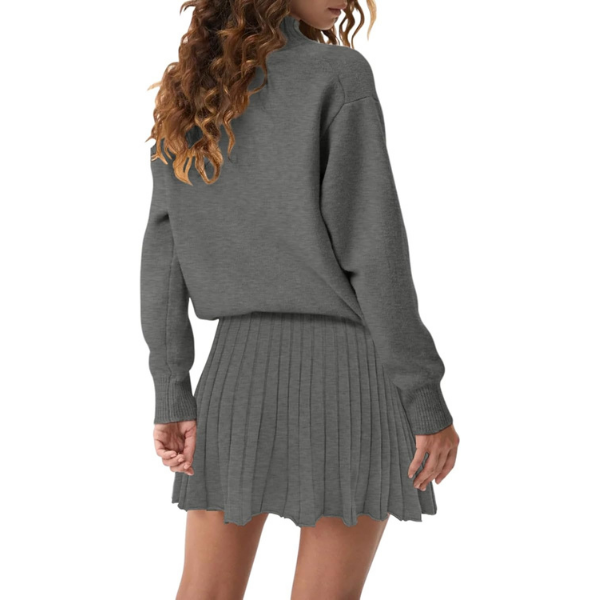 Two Piece Knit Sweater With Mini Skirt Set For Women