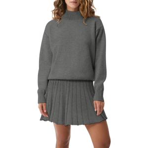 Two Piece Knit Sweater With Mini Skirt Set For Women - Image 45