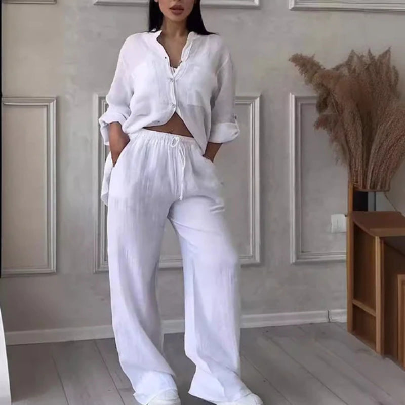 2 Piece Button Up Shirt And Trousers Set - Image 2