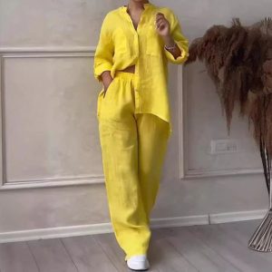 2 Piece Button Up Shirt And Trousers Set - Image 3