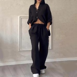 2 Piece Button Up Shirt And Trousers Set - Image 5