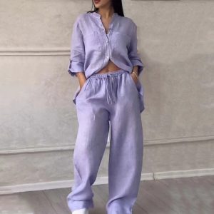 2 Piece Button Up Shirt And Trousers Set - Image 6