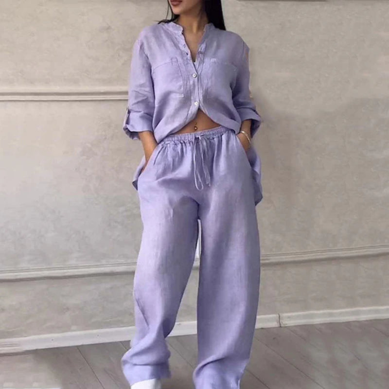 2 Piece Button Up Shirt And Trousers Set - Image 6