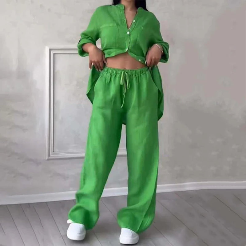 2 Piece Button Up Shirt And Trousers Set - Image 1