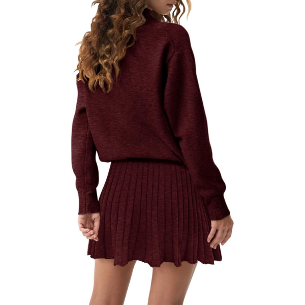 Two Piece Knit Sweater With Mini Skirt Set For Women