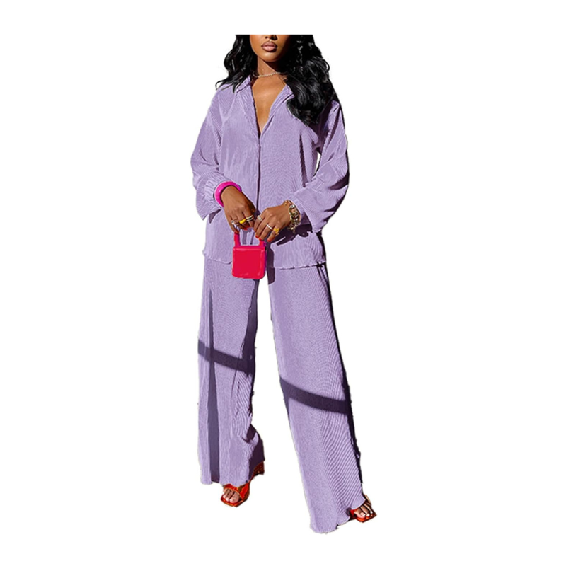 Flare Pleated Wide Leg Pants Co-Ord Sets - Image 11