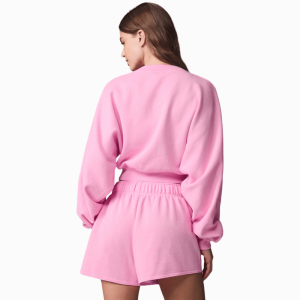 Pullover Sweatshirt With Elastic Shorts Set - Image 4