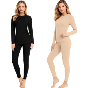 Pack Of 2 Women Thermal Fleece Lined Long Top And Bottom Set - Image 4