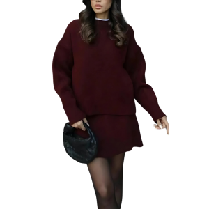 Cozy Knit Sweater And Skirt Two Piece Set - Image 2