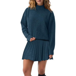 Two Piece Knit Sweater With Mini Skirt Set For Women - Image 19