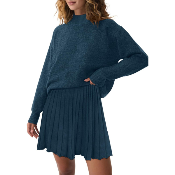 Two Piece Knit Sweater With Mini Skirt Set For Women