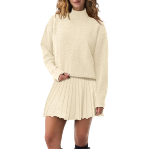 Two Piece Knit Sweater With Mini Skirt Set For Women - Image 37
