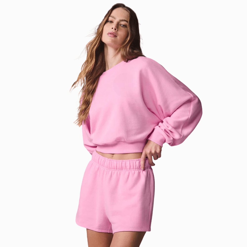 Pullover Sweatshirt With Elastic Shorts Set - Image 1