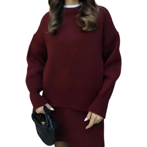 Cozy Knit Sweater And Skirt Two Piece Set - Image 3