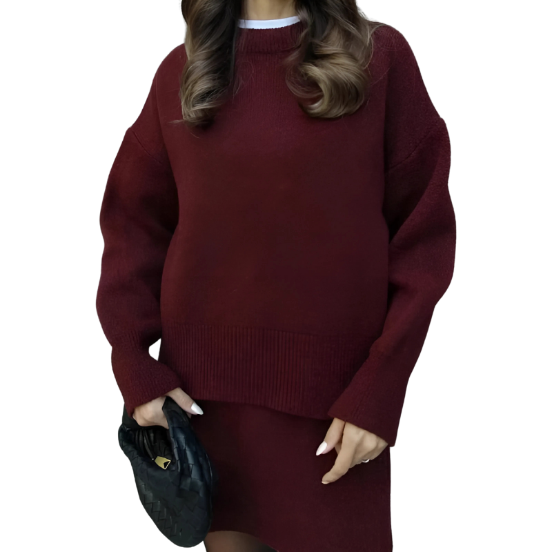 Cozy Knit Sweater And Skirt Two Piece Set - Image 3