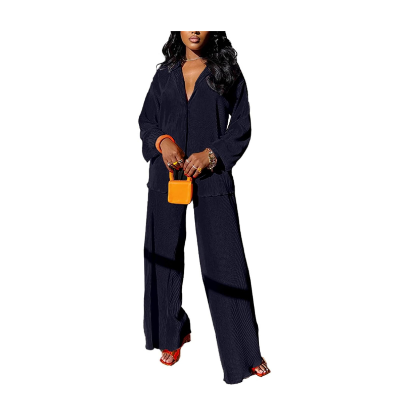 Flare Pleated Wide Leg Pants Co-Ord Sets - Image 5