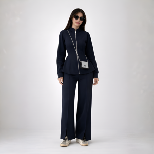 Two Piece Suit Set With Zip Up Jacket For Women - Image 1