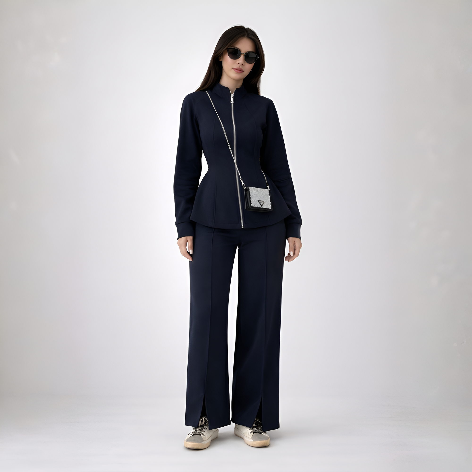 Two Piece Suit Set With Zip Up Jacket For Women - Image 1