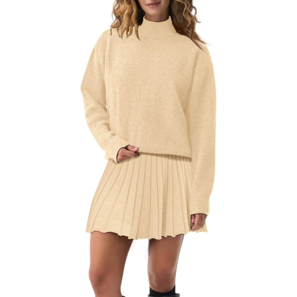 Two Piece Knit Sweater With Mini Skirt Set For Women