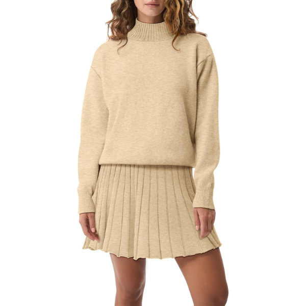Two Piece Knit Sweater With Mini Skirt Set For Women