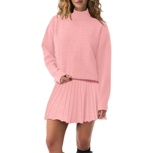 Two Piece Knit Sweater With Mini Skirt Set For Women - Image 34