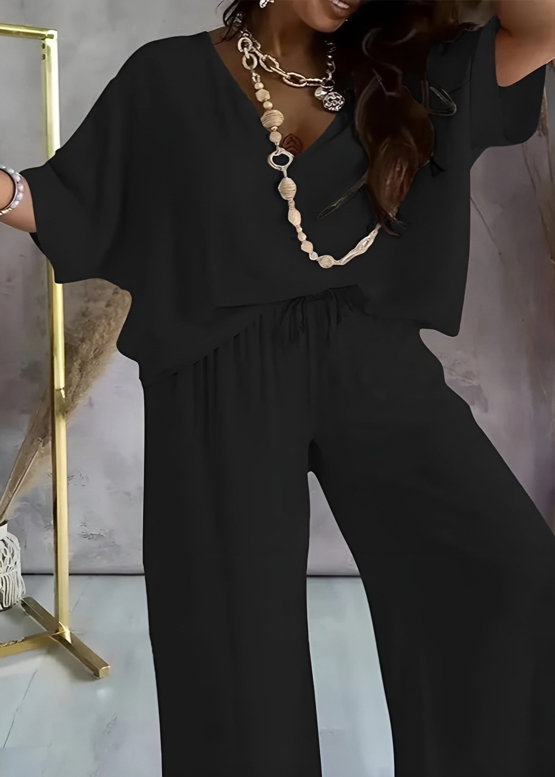 Fashionable Short Sleeve T Shirt And Straight Pant Set - Image 1