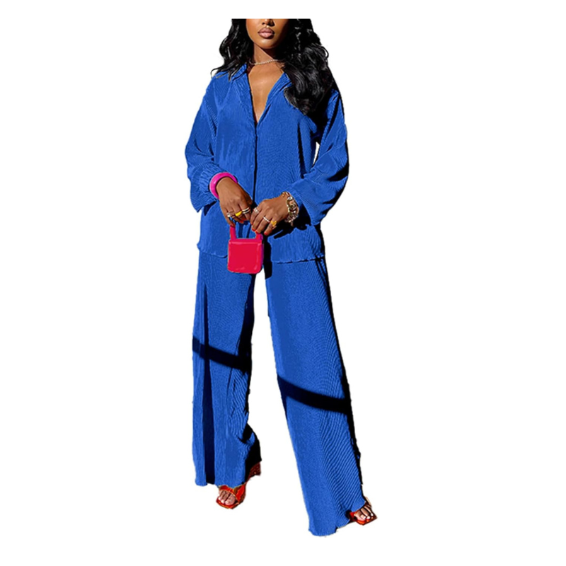 Flare Pleated Wide Leg Pants Co-Ord Sets - Image 1