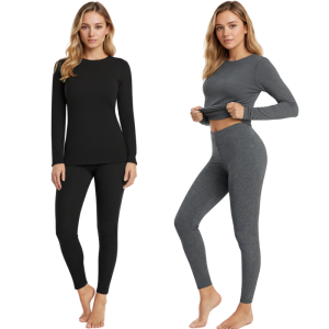 Pack Of 2 Women Thermal Fleece Lined Long Top And Bottom Set - Image 5
