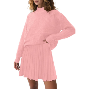 Two Piece Knit Sweater With Mini Skirt Set For Women - Image 32