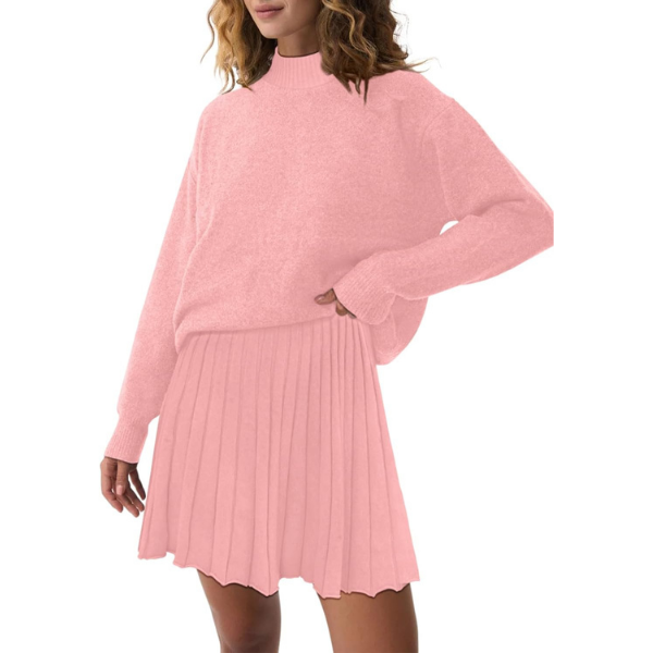 Two Piece Knit Sweater With Mini Skirt Set For Women