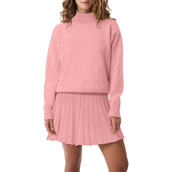 Two Piece Knit Sweater With Mini Skirt Set For Women