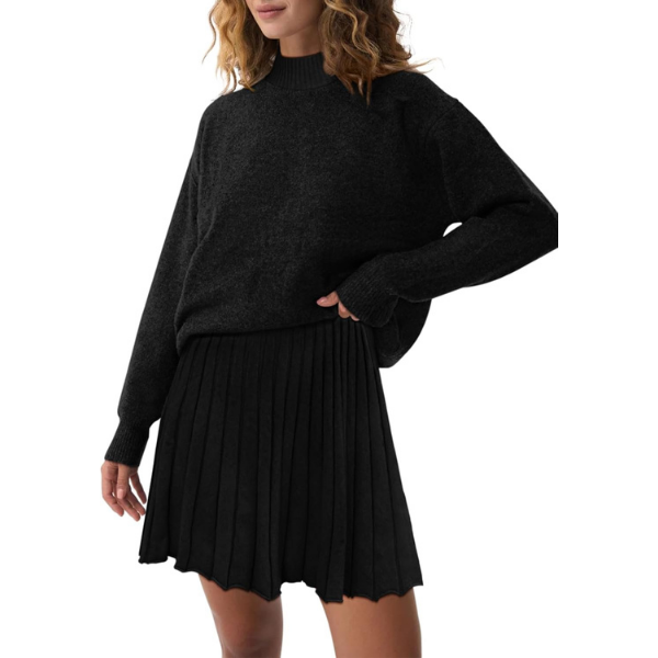Two Piece Knit Sweater With Mini Skirt Set For Women