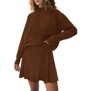 Two Piece Knit Sweater With Mini Skirt Set For Women - Image 15