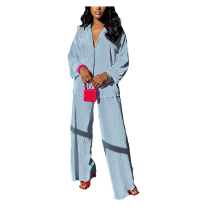 Flare Pleated Wide Leg Pants Co-Ord Sets - Image 6