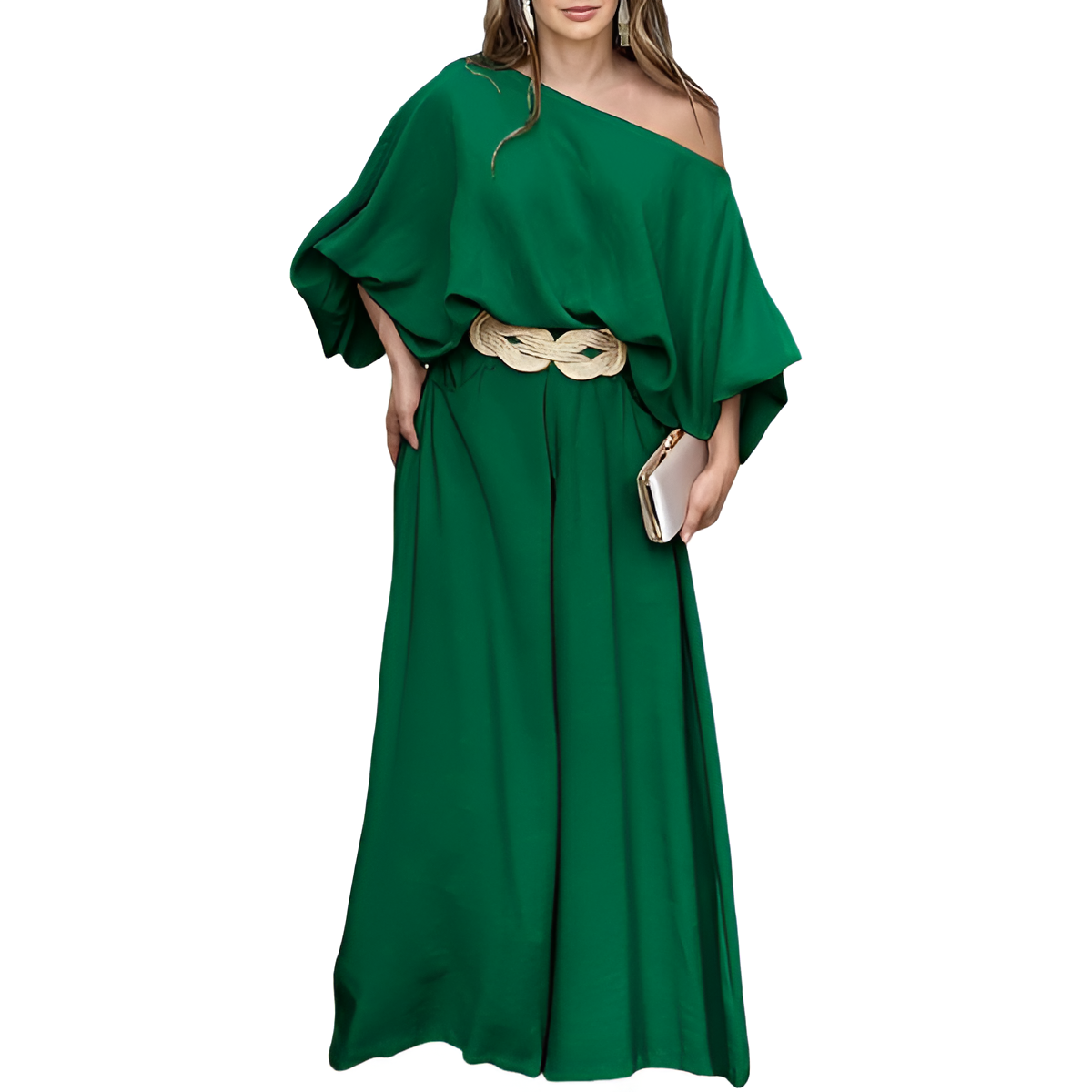 Two Piece Set With Flowy Pants And Lantern Sleeve Top For Women - Image 19