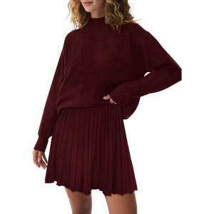 Two Piece Knit Sweater With Mini Skirt Set For Women - Image 1
