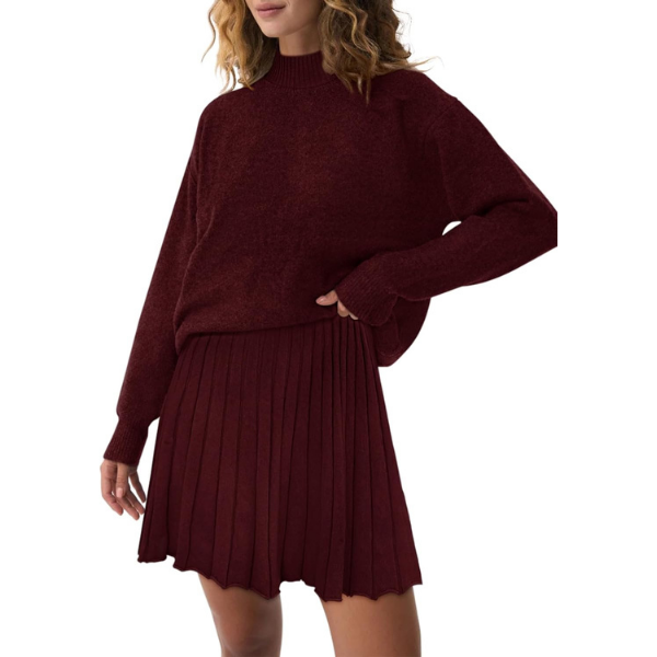 Two Piece Knit Sweater With Mini Skirt Set For Women
